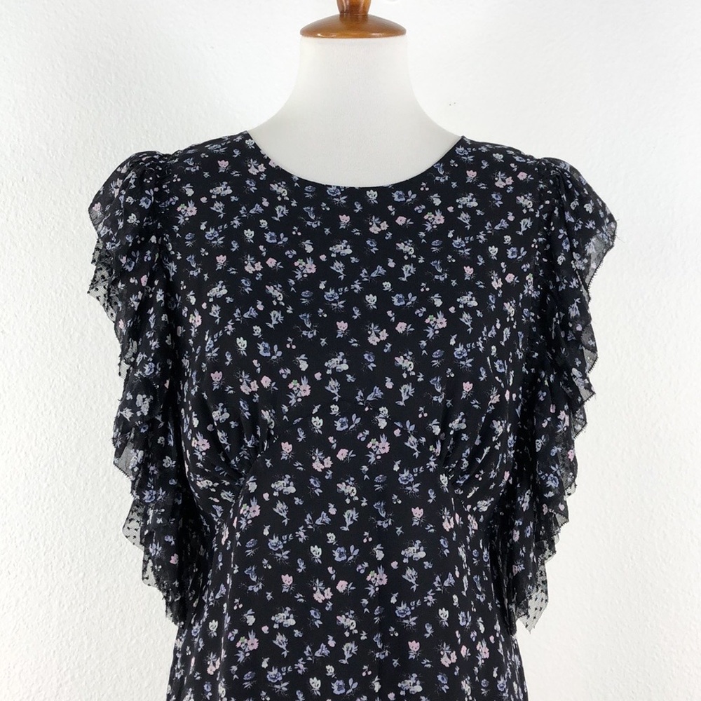 LoveShackFancy Floral Silk Georgette Midi Dress - Picture 3 of 9